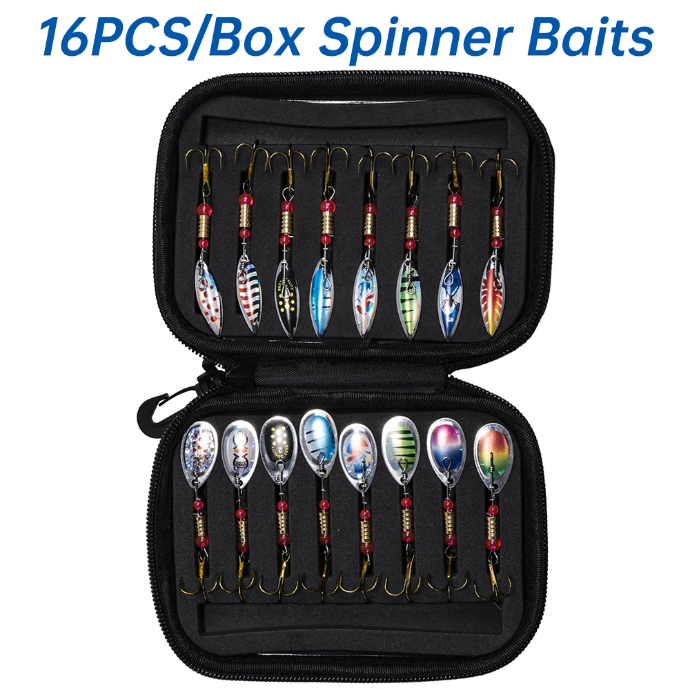Fishing Hook Size - Goture 16 pz/scatola Spinner Spoon Esche